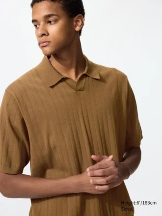 Maglione polo da uomo in maglia lavabile