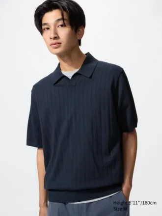 Maglione polo da uomo in maglia lavabile