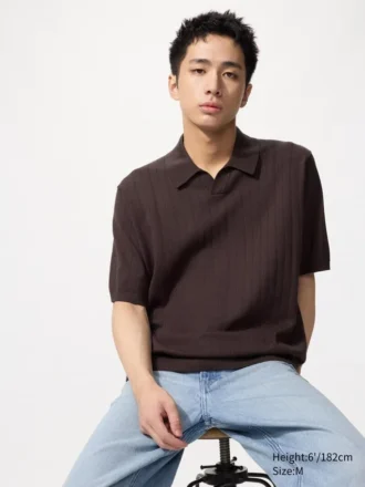 Maglione polo da uomo in maglia lavabile