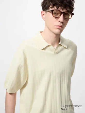 Maglione polo da uomo in maglia lavabile
