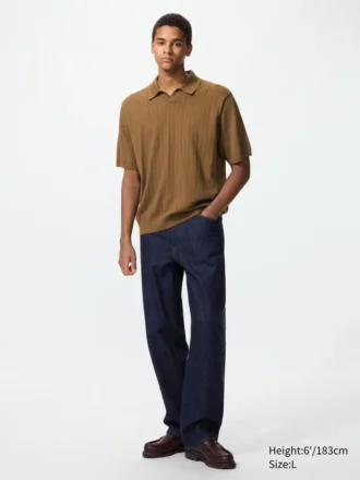 Maglione polo da uomo in maglia lavabile