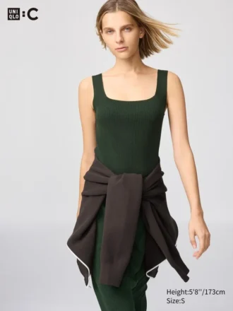 Maglione senza maniche a coste in maglia 3D Knit da donna