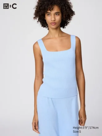 Maglione senza maniche a coste in maglia 3D Knit da donna