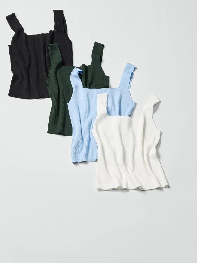 Maglione senza maniche a coste in maglia 3D Knit da donna Maglione senza maniche a coste in maglia 3D Knit da donna
