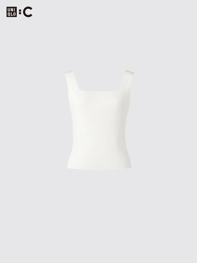 Maglione senza maniche a coste in maglia 3D Knit da donna Maglione senza maniche a coste in maglia 3D Knit da donna