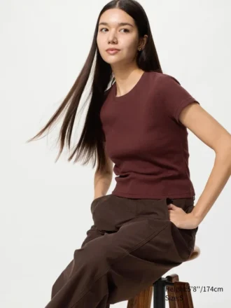 Mini T-shirt a costine da donna