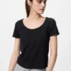 Mini T-shirt da donna con collo rotondo in punto pizzo Mini T-shirt da donna con collo rotondo in punto pizzo