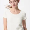 Mini T-shirt da donna con collo rotondo in punto pizzo Mini T-shirt da donna con collo rotondo in punto pizzo