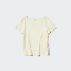 Mini T-shirt da donna con collo rotondo in punto pizzo Mini T-shirt da donna con collo rotondo in punto pizzo