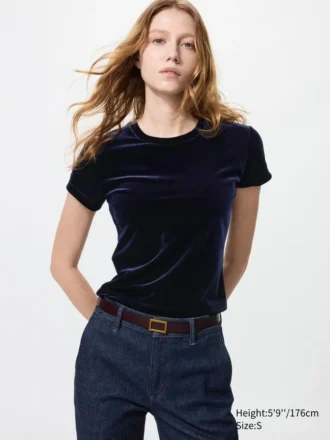 Mini T-shirt in morbido velluto da donna