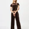 Mini T-shirt in morbido velluto da donna
