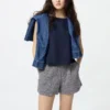Pantaloncini da donna in lino e cotone | A righe | 2,5″ Pantaloncini da donna in lino e cotone | A righe | 2,5″
