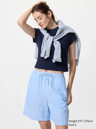 Pantaloncini da donna in misto lino