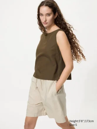 Pantaloncini da donna in misto lino
