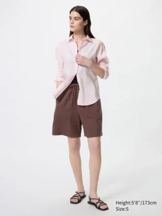 Pantaloncini da donna in misto lino