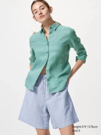 Pantaloncini da donna in misto lino | A righe