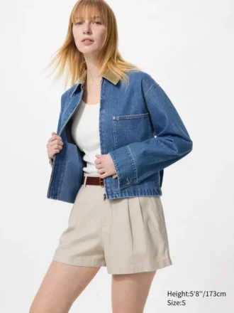 Pantaloncini da donna in misto lino e cotone Pantaloncini da donna in misto lino e cotone