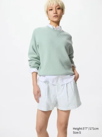 Pantaloncini da donna in misto lino e cotone | A righe Pantaloncini da donna in misto lino e cotone | A righe