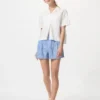 Pantaloncini da donna in misto lino e cotone | A righe Pantaloncini da donna in misto lino e cotone | A righe