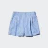Pantaloncini da donna in misto lino e cotone | A righe Pantaloncini da donna in misto lino e cotone | A righe