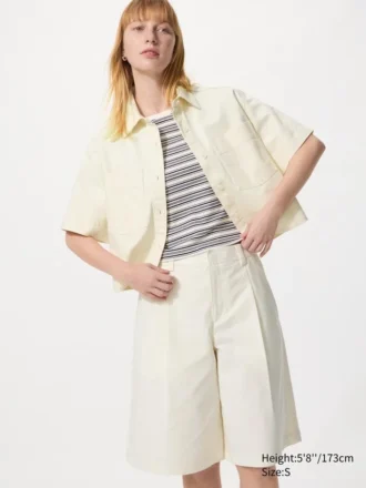 Pantaloncini lunghi plissettati in jersey da donna