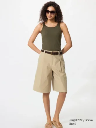 Pantaloncini lunghi plissettati in jersey da donna