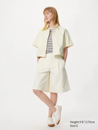 Pantaloncini lunghi plissettati in jersey da donna