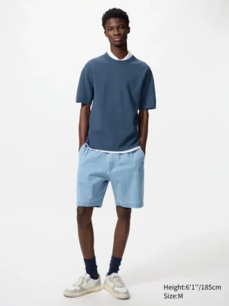 Pantaloncini unisex elasticizzati | Denim | 8″
