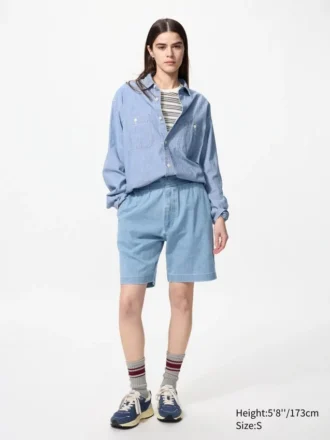 Pantaloncini unisex elasticizzati | Denim | 8″