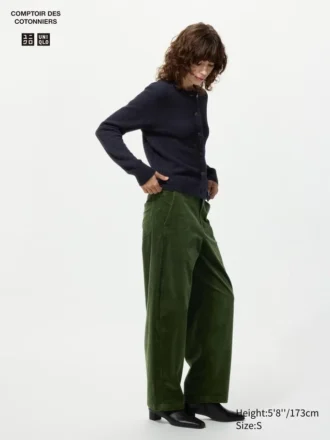 Pantaloni a zampa in velluto a coste da donna