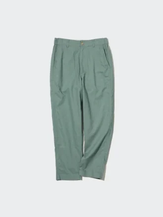 Pantaloni affusolati da donna in misto lino e cotone