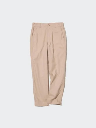 Pantaloni affusolati da donna in misto lino e cotone