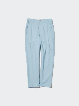 Pantaloni affusolati da donna in misto lino e cotone