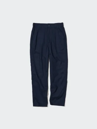 Pantaloni affusolati da donna in misto lino e cotone
