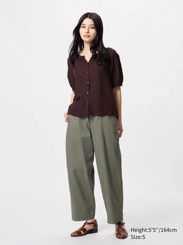 Pantaloni affusolati da donna in misto lino e cotone Pantaloni affusolati da donna in misto lino e cotone