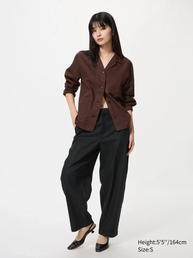 Pantaloni affusolati da donna in misto lino e cotone Pantaloni affusolati da donna in misto lino e cotone