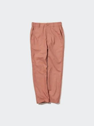 Pantaloni affusolati da donna in misto lino e cotone