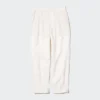 Pantaloni affusolati da donna in misto lino e cotone