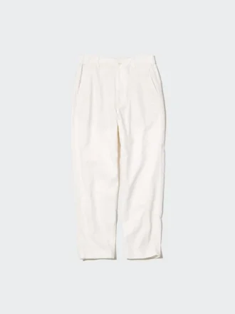 Pantaloni affusolati da donna in misto lino e cotone
