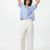 Pantaloni affusolati da donna in misto lino e cotone