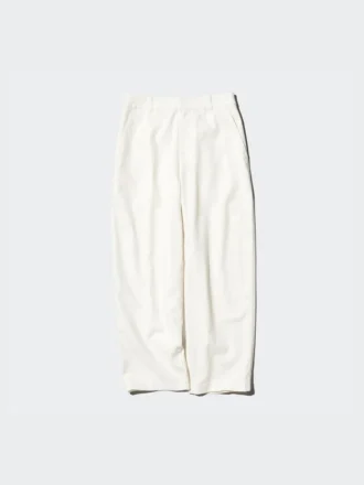 Pantaloni affusolati da donna in misto lino e cotone