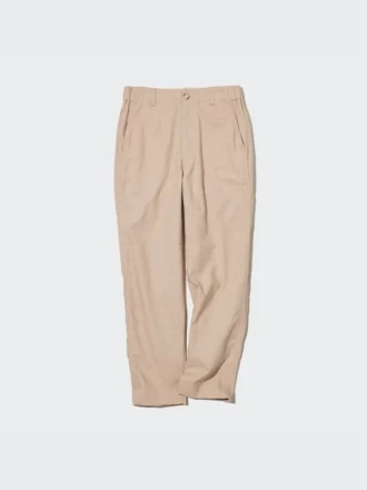 Pantaloni affusolati da donna in misto lino e cotone