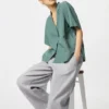 Pantaloni affusolati da donna in misto lino e cotone | A righe Pantaloni affusolati da donna in misto lino e cotone | A righe