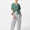 Pantaloni affusolati da donna in misto lino e cotone | A righe Pantaloni affusolati da donna in misto lino e cotone | A righe
