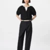 Pantaloni affusolati da donna in misto lino e cotone | Taglia alta