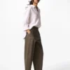 Pantaloni affusolati in lino e cotone da donna | Taglia alta Pantaloni affusolati in lino e cotone da donna | Taglia alta