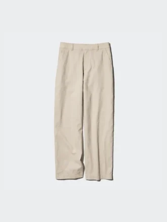 Pantaloni affusolati da donna in misto lino e cotone | Taglia alta