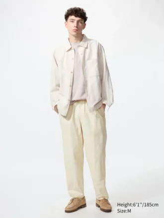 Pantaloni alla caviglia da uomo in misto lino
