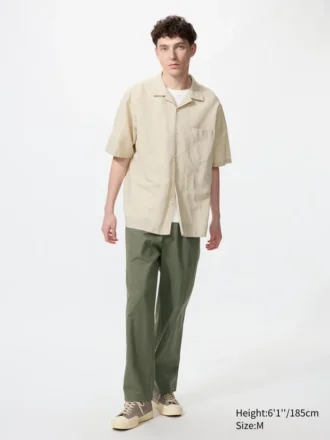 Pantaloni alla caviglia da uomo in misto lino