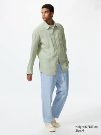 Pantaloni alla caviglia da uomo in misto lino